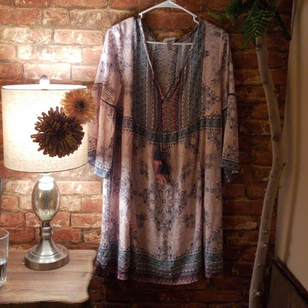 Pink and Blue  Boho Tumic Dress